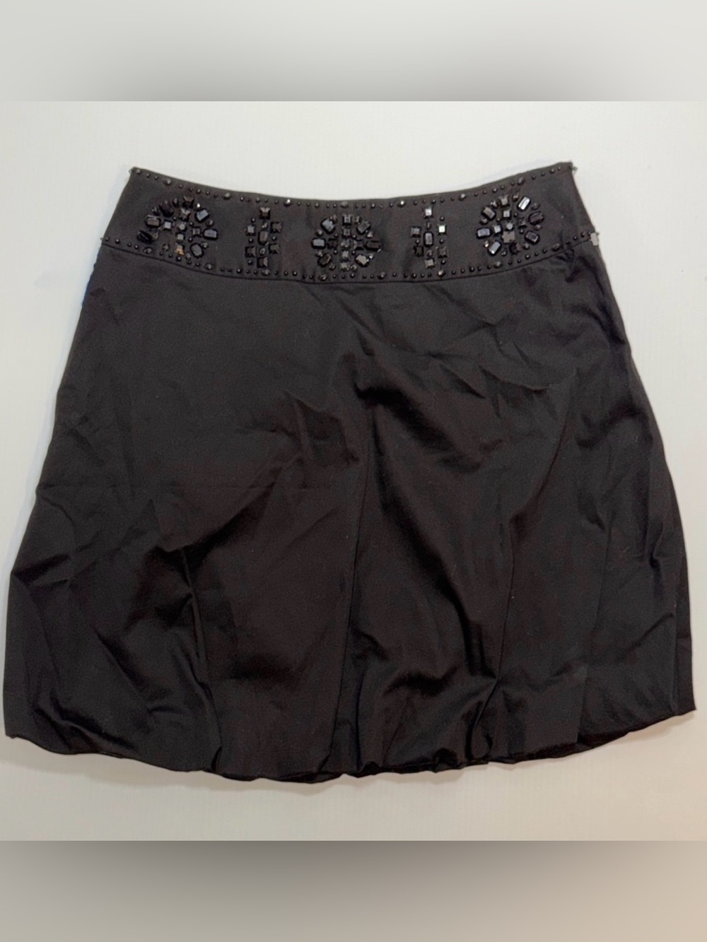 Kenar Black Beaded Waist Mini Bubble Skirt